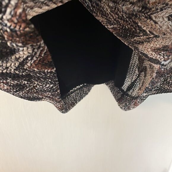 studio one new york lined earth tone chevron 3/4 sleeve dress & attached sash 12 - Picture 11 of 13